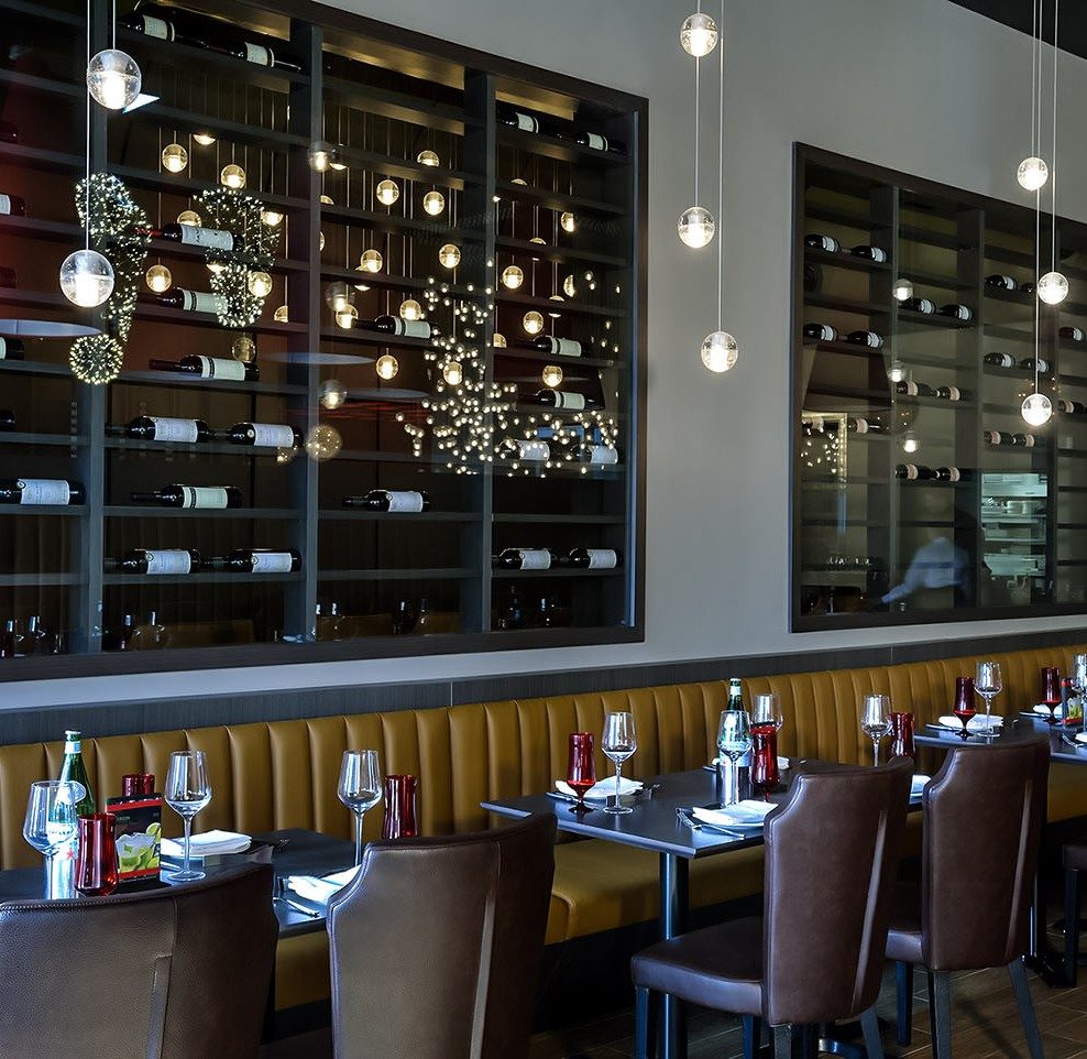 Wine wall and booth seating