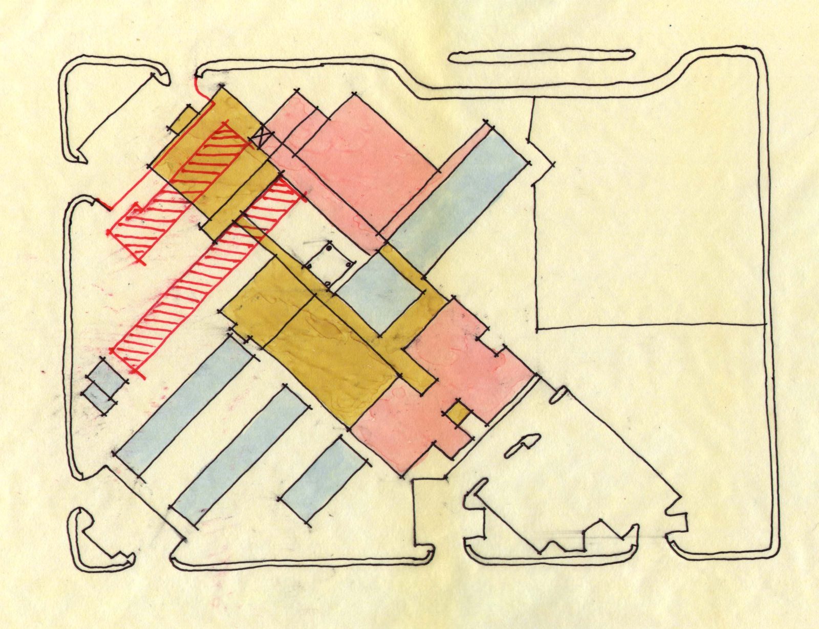Hand-drawn master plan for Twin Lakes Elementary